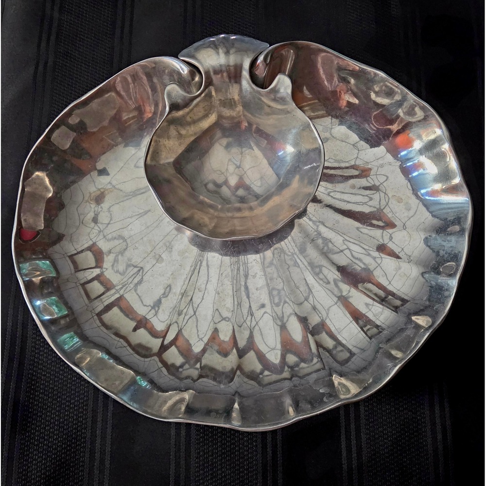 Wilton Armetale Chip and Dip Server 11" Silver Scallop Shell Bruce Fox Design